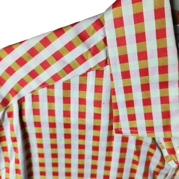 Robert Graham Red Green Silver Checkered Plaid Button Up Shirt Men's Size 2XL - Picture 9 of 9